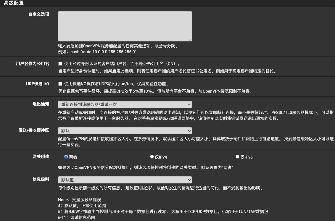 高级配置保持默认