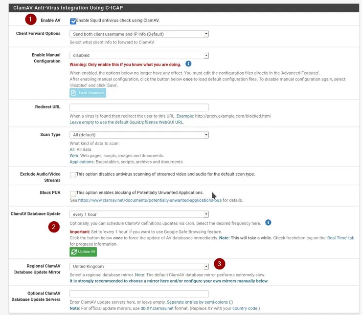 在 pfSense 上安装 ClamAV