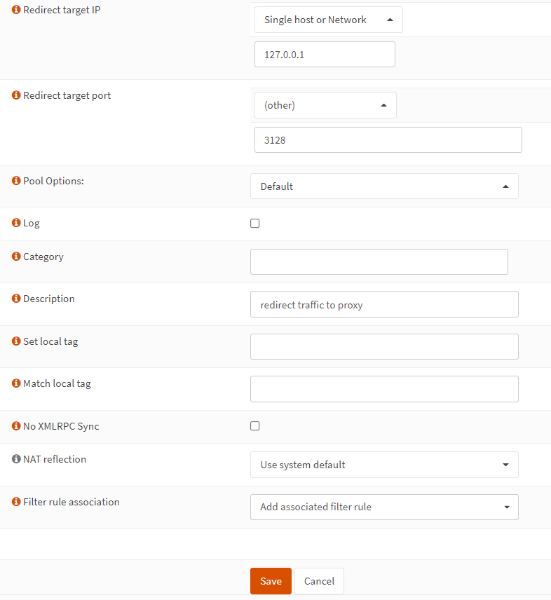 OPNsense proxy-2 中透明 HTTP 模式的 NAT 防火墙规则