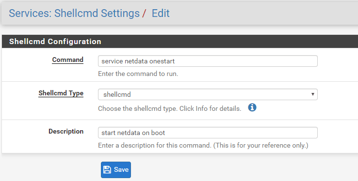 Shellcmd 中添加 Netdata 开机启动命令