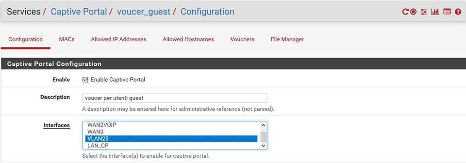 在接口列表中选择VLAN25