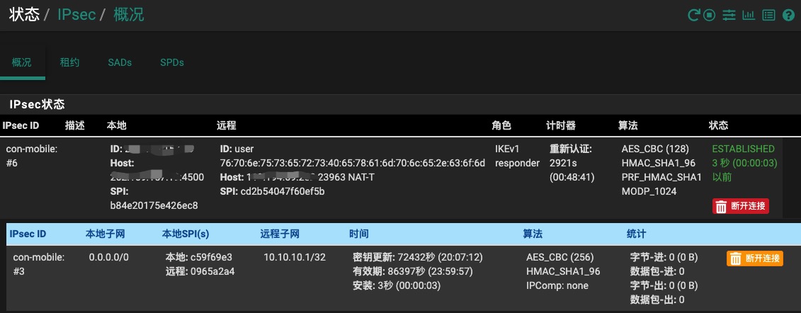IPsec状态主界面