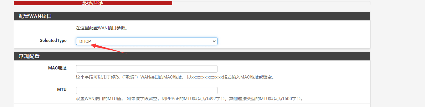 WAN接口DHCP配置