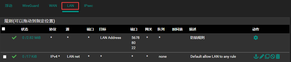 防火墙规则列表