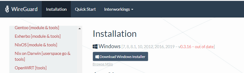 下载 WireGuard Windows 安装程序