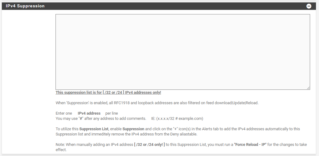 IPv4 抑制列表