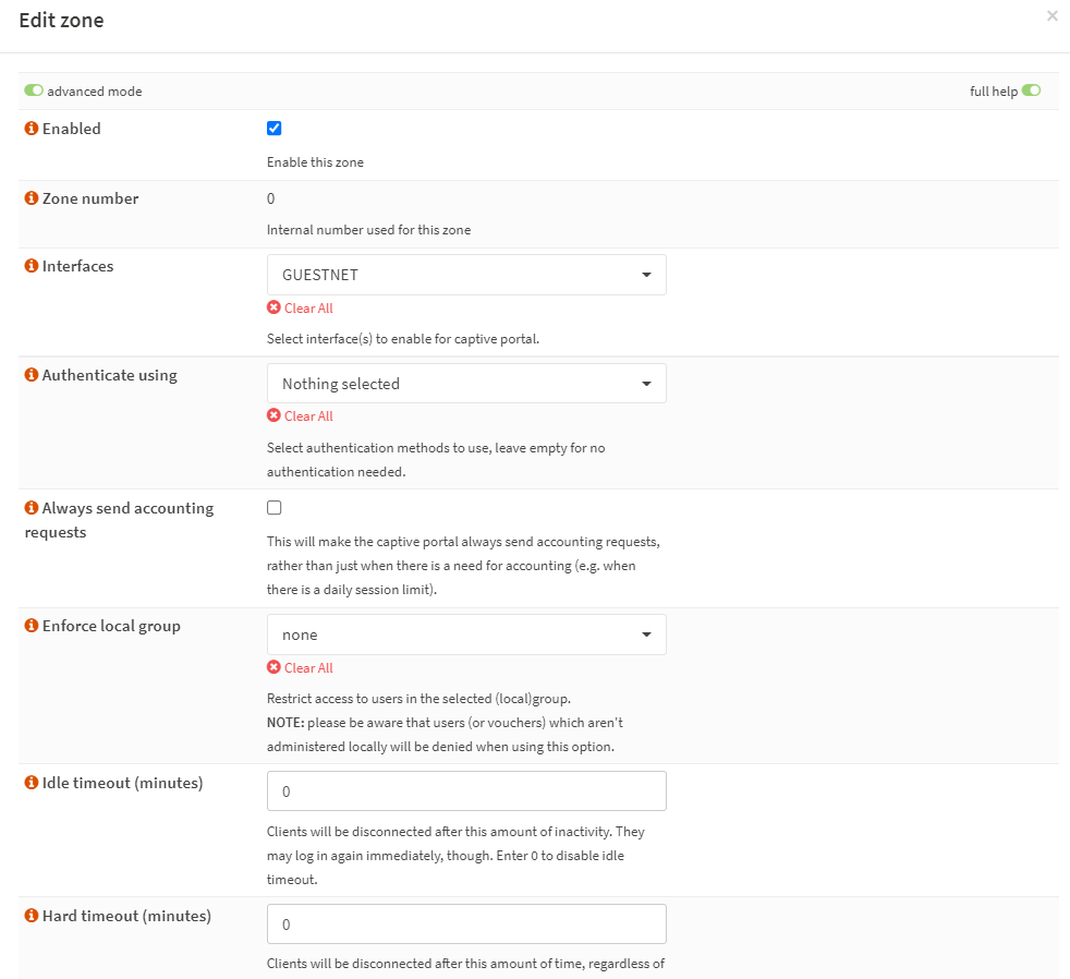 在 OPNsense-1 上为 Captive Portal 设置区域 在 OPNsense-1 上为 Captive Portal 设置区域