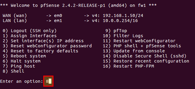 pfSense Shell